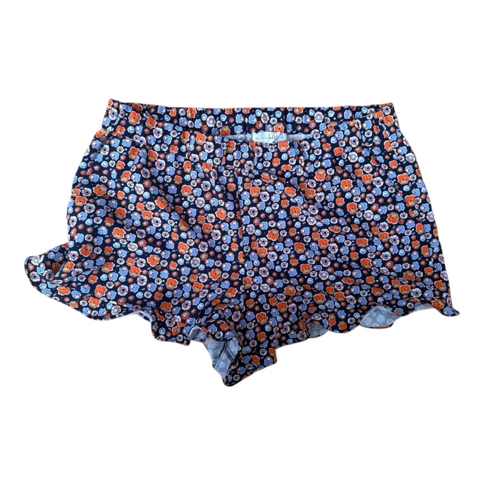 Maison Jules High Waist Floral Shorts - Navy and Orange